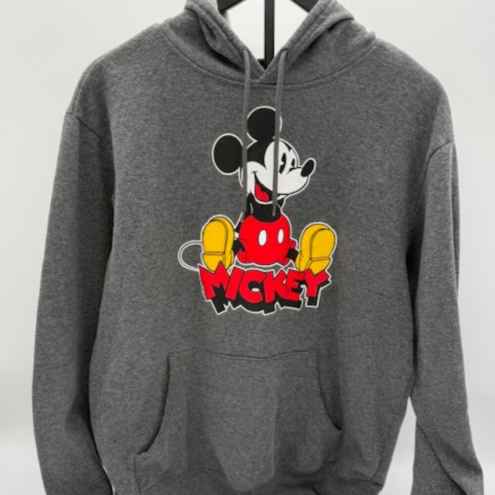 Disney‎ Mickey Mouse Hoodie Gray Graphic Pullover Size Medium